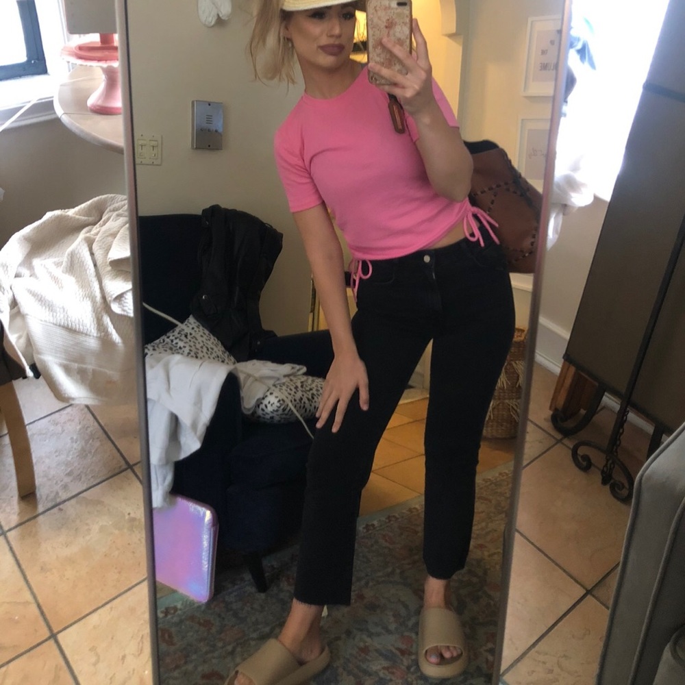 Zara size 4 high waisted frayed skinny jeans